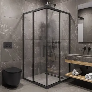 Душевой уголок Timo T41 100x100 см чёрный